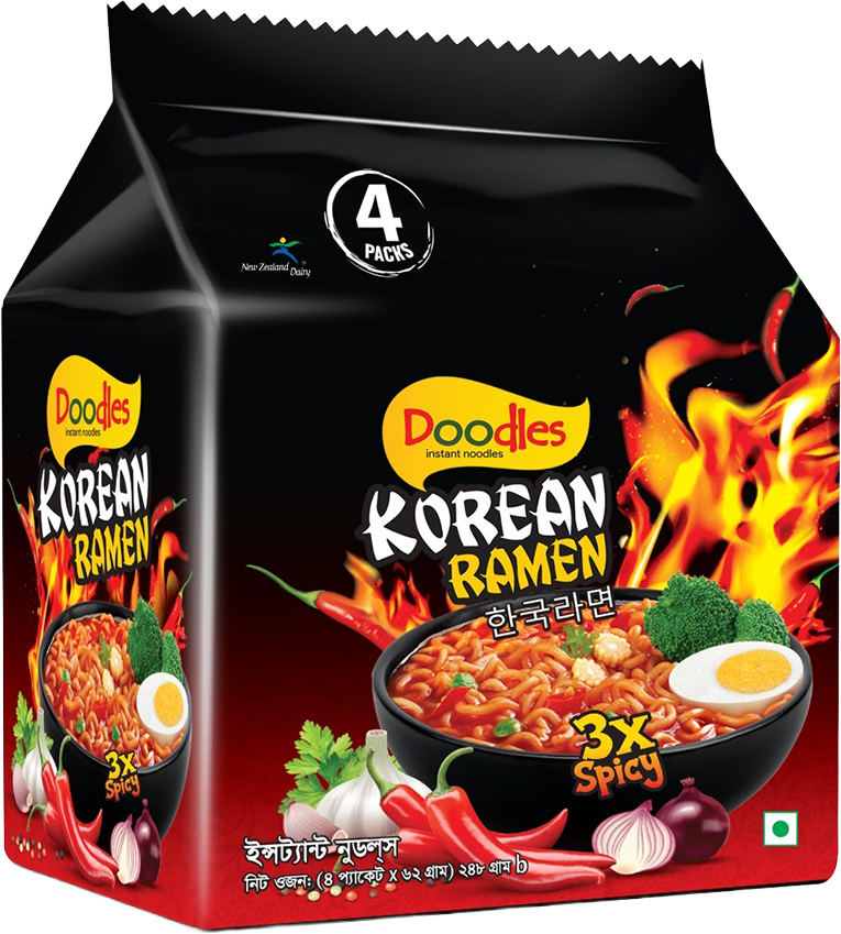 Doodles Instant Noodles Korean Ramen (62gm x 4pk x 24pk)