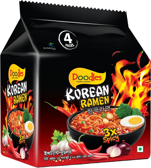 Doodles Instant Noodles Korean Ramen (62gm x 4pk x 24pk)